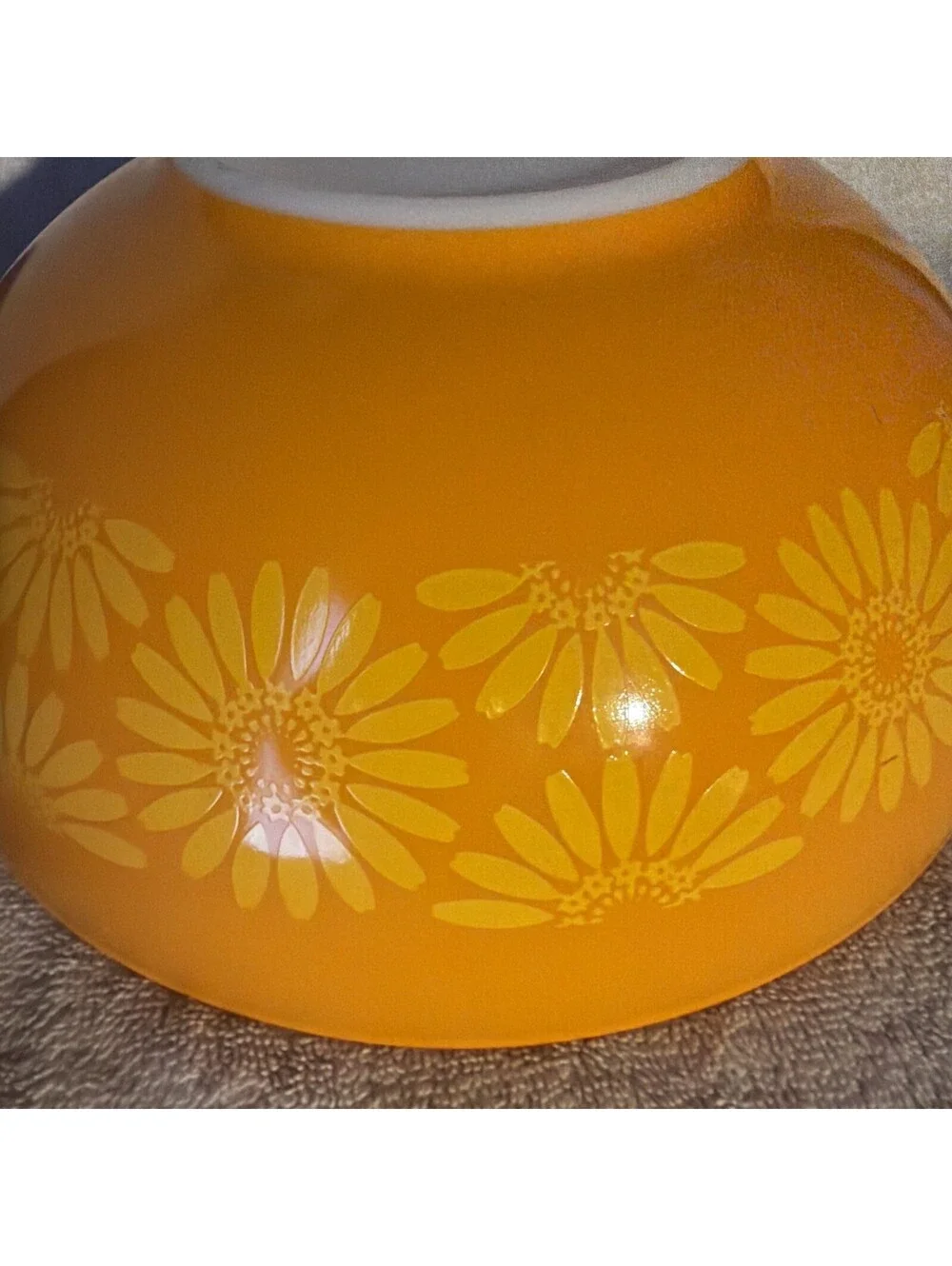 Pyrex 444 4 Qt Cinderella Mixing Bowl Orange Floral White Interior Glass